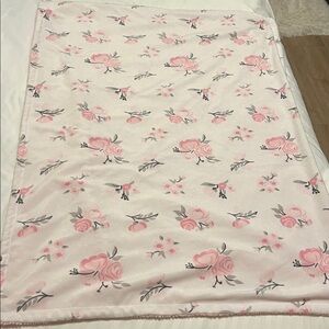 Floral Pink and white baby Blanket